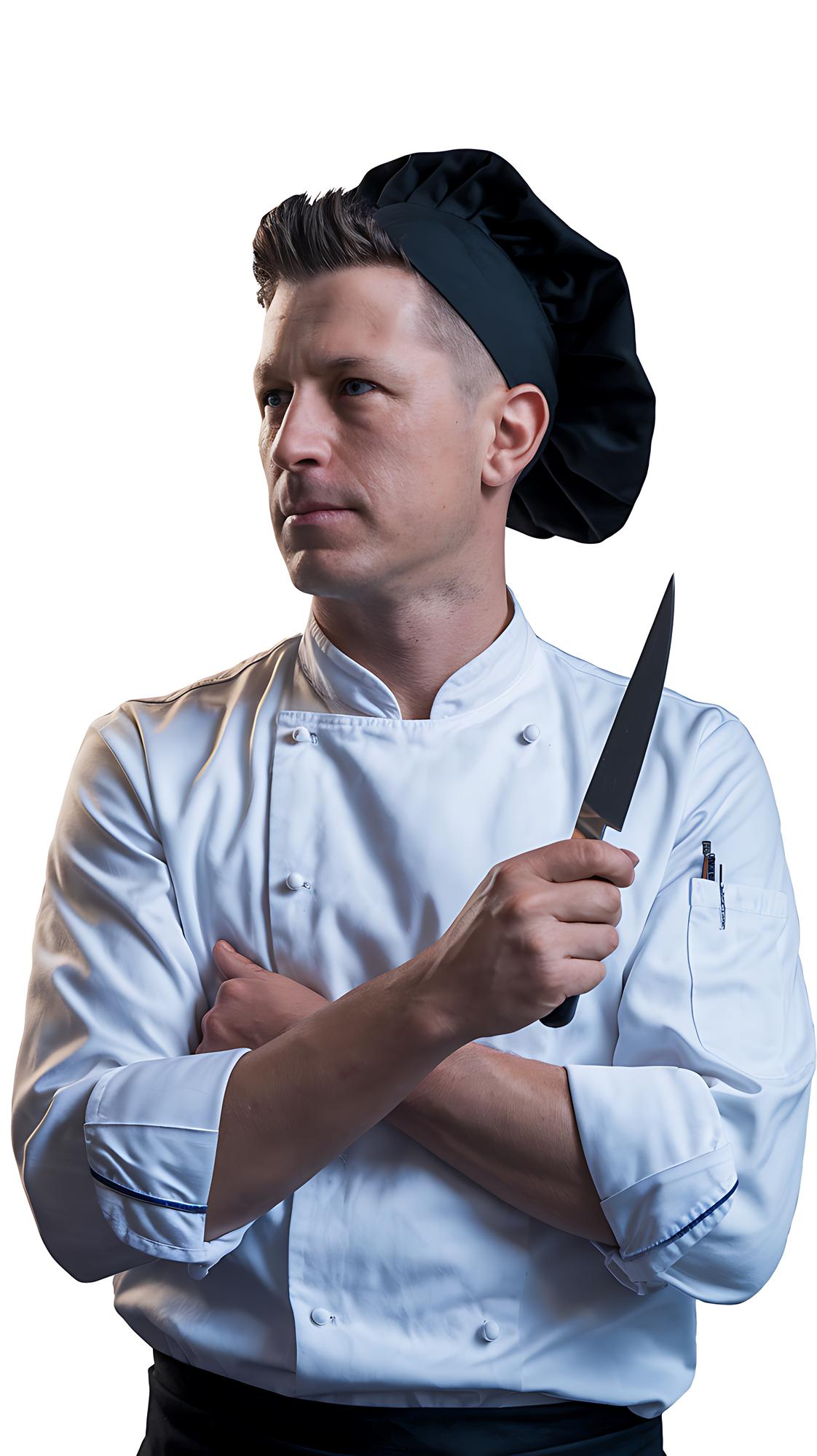 Chef che mostra tecnica di taglio